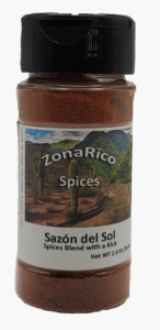 Sazón del Sol a gourmet blend with lots of flavor and a bit of heat.